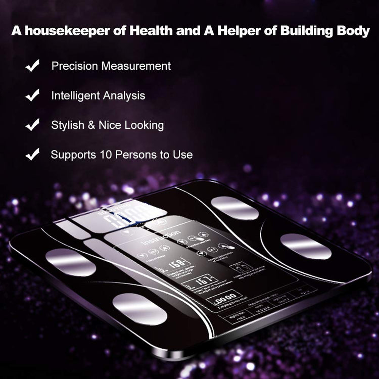 BodyIQ™ precision smart scale with intelligent analysis and multi-user support, sleek tempered-glass design