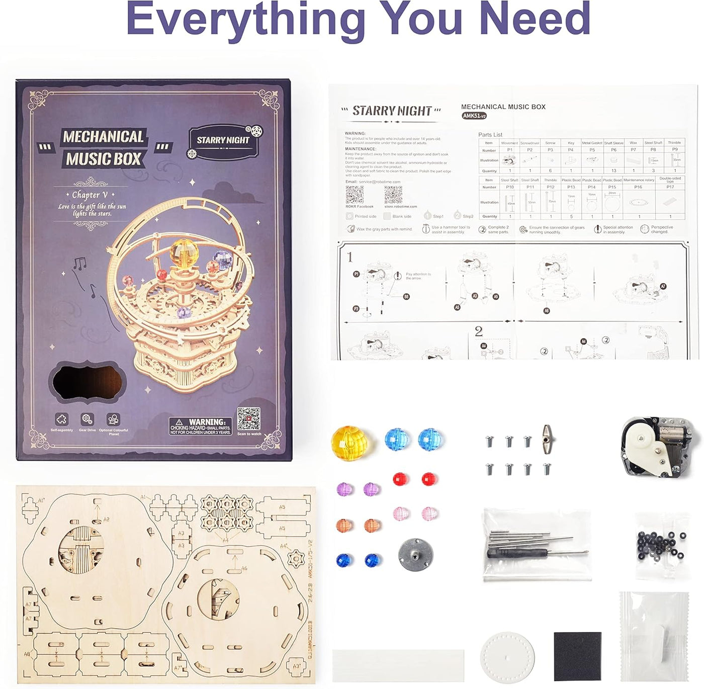StarryCraft™ 3D Music Box Puzzle Kit - Wooden Mechanical DIY Assembly with Beautiful Melody for Adults & Teens