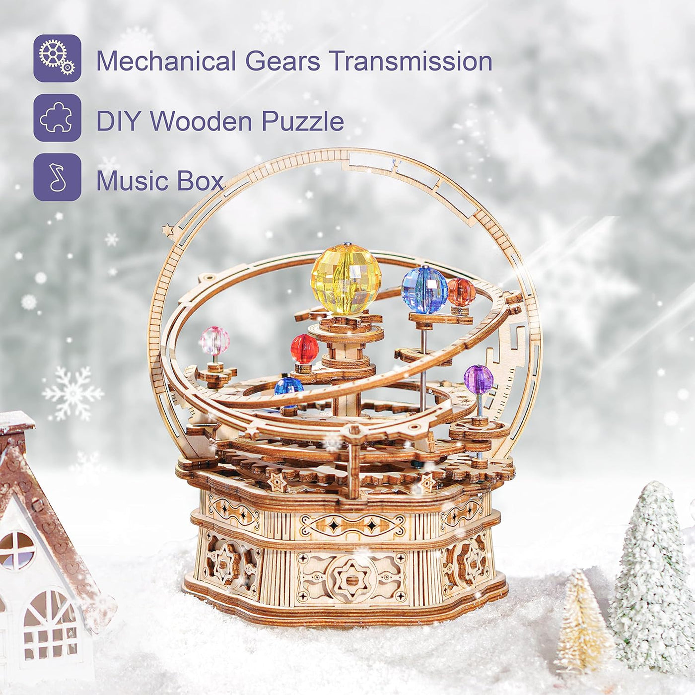 StarryCraft™ 3D Music Box Puzzle Kit - Wooden Mechanical DIY Assembly with Beautiful Melody for Adults & Teens