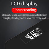 Close-up of BodyIQ™ smart scale LCD backlit display for clear day or night reading