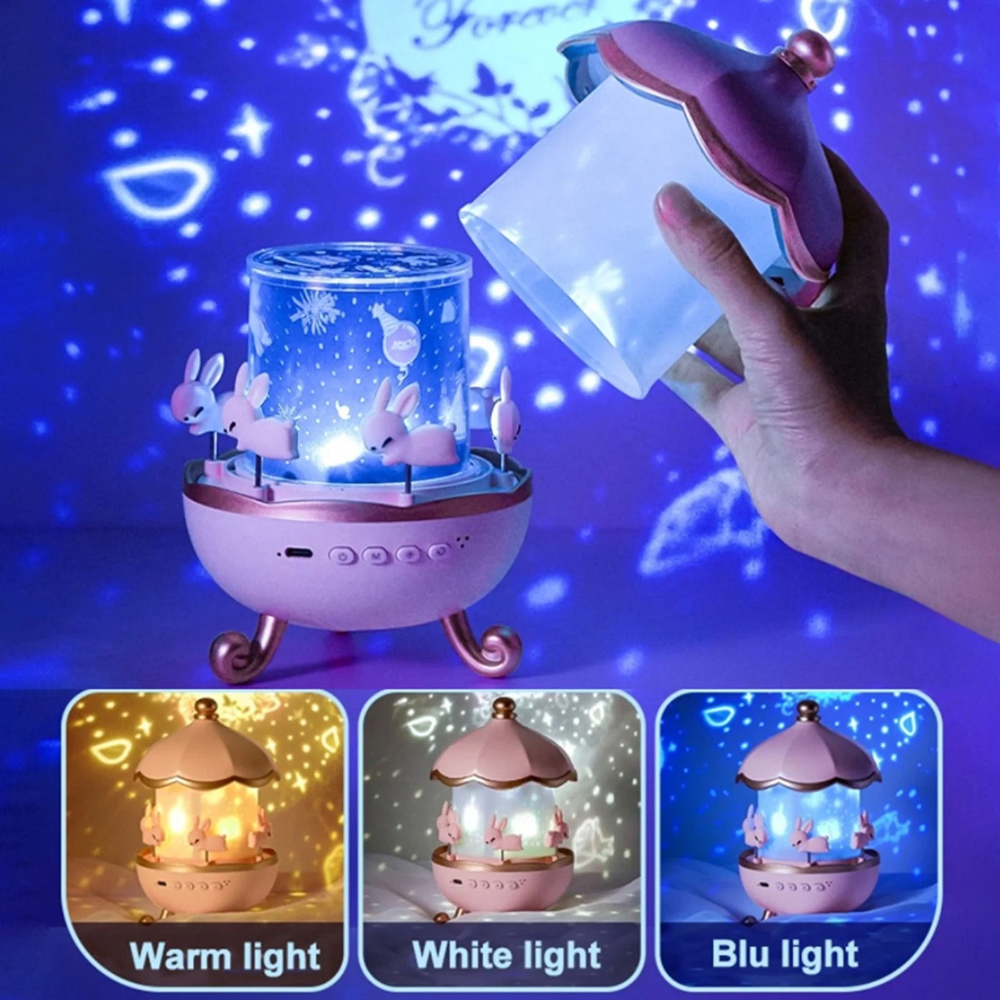 GlowTunes™ Star Projector for Kids - 15-in-1 Galaxy Night Light with Music & Remote Control for Bedroom
