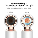 ClearView™ magnifying lens glowing LED - demonstrating real-time visibility during pore vacuuming