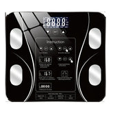 Top view of pink BodyIQ™ smart scale—tempered glass, four electrodes, backlit LCD.